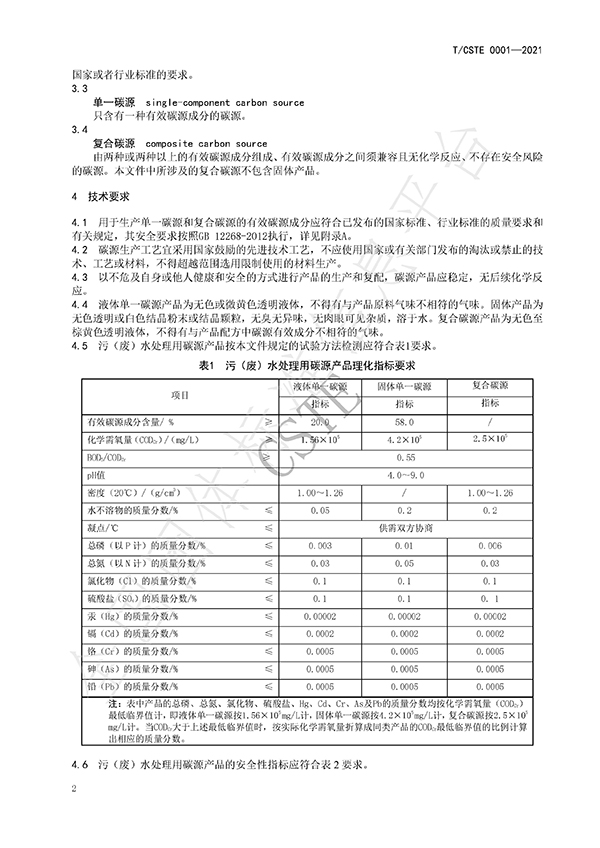 水處理用碳源藥劑標(biāo)準(zhǔn)規(guī)范